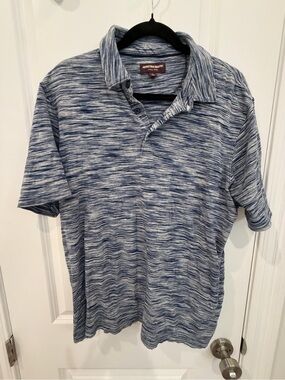 Johnston & Murphy Blue Space Dye Polo